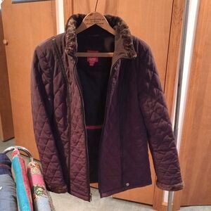 Esprit quilted jacket with faux fur collar
